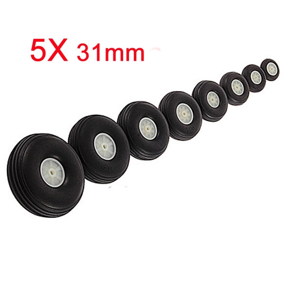 5X 31MM Rubber Wheel For RC Airplane And DIY Robot Tires 