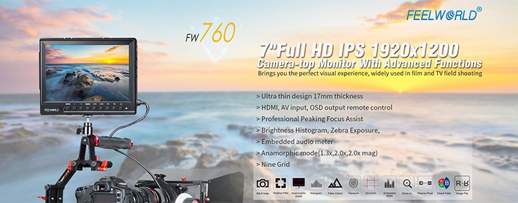 Feelworld FW760 HD IPS 1920x1200 Field FPV Monitor 7 Inch HDMI Input