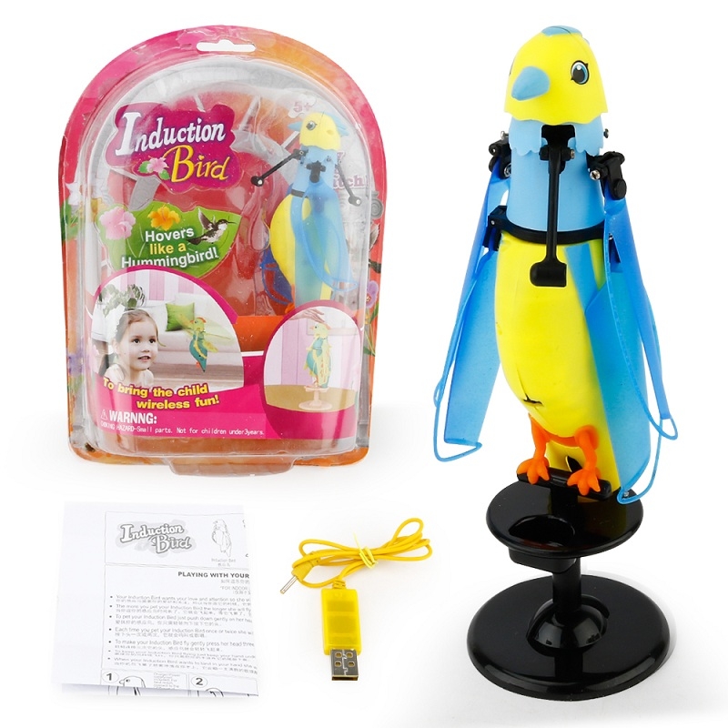 CX-51 Hand Induction Infrared Flying Parrot Toys Singing Bird with LED Lights for Kid