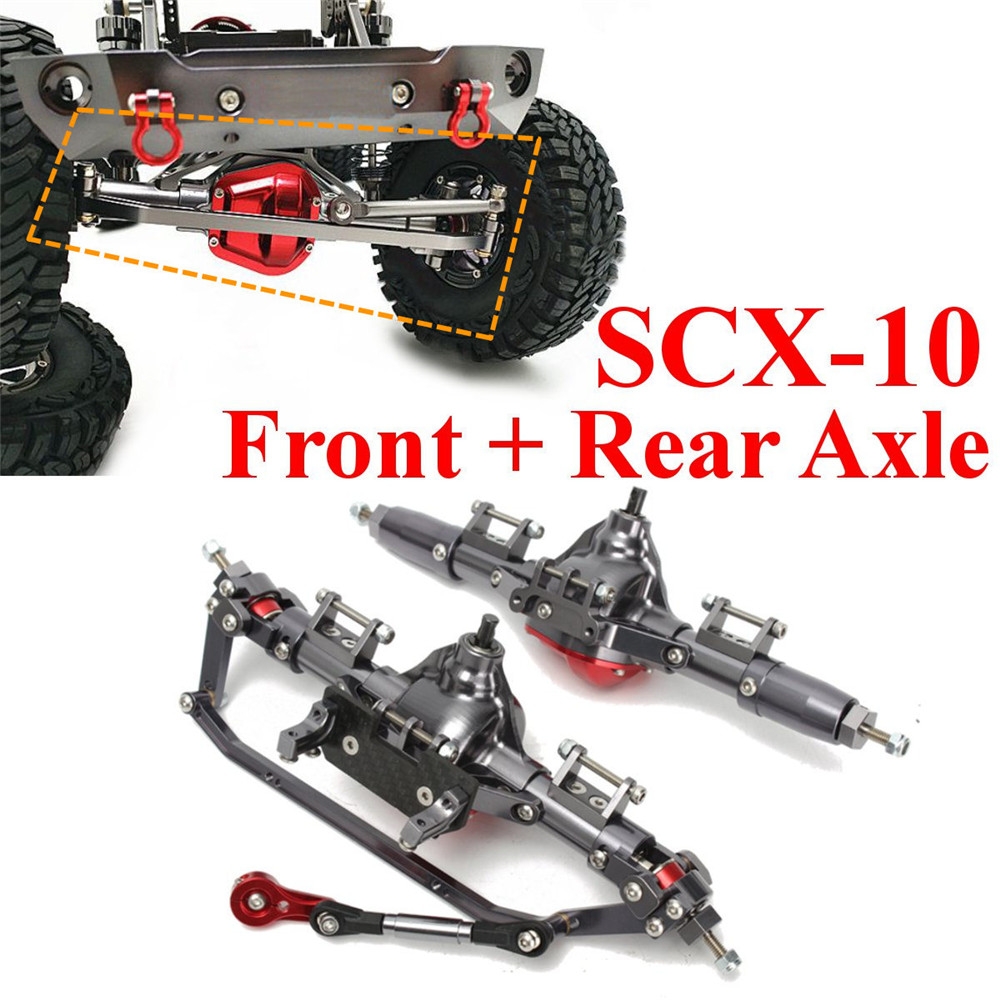 2PCS CNC Aluminum Front + Rear Rock Bridge Axle for AXIAL Honcho Jeep SCX10 1/10 Rc Car Parts