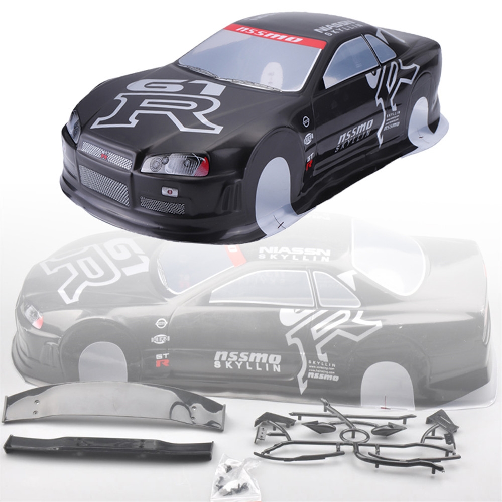 1PC Box Pack 020GR 190MM Painted PVC Body Shell +Rear Wing for 1/10 RC Drift Racing Car Model Parts