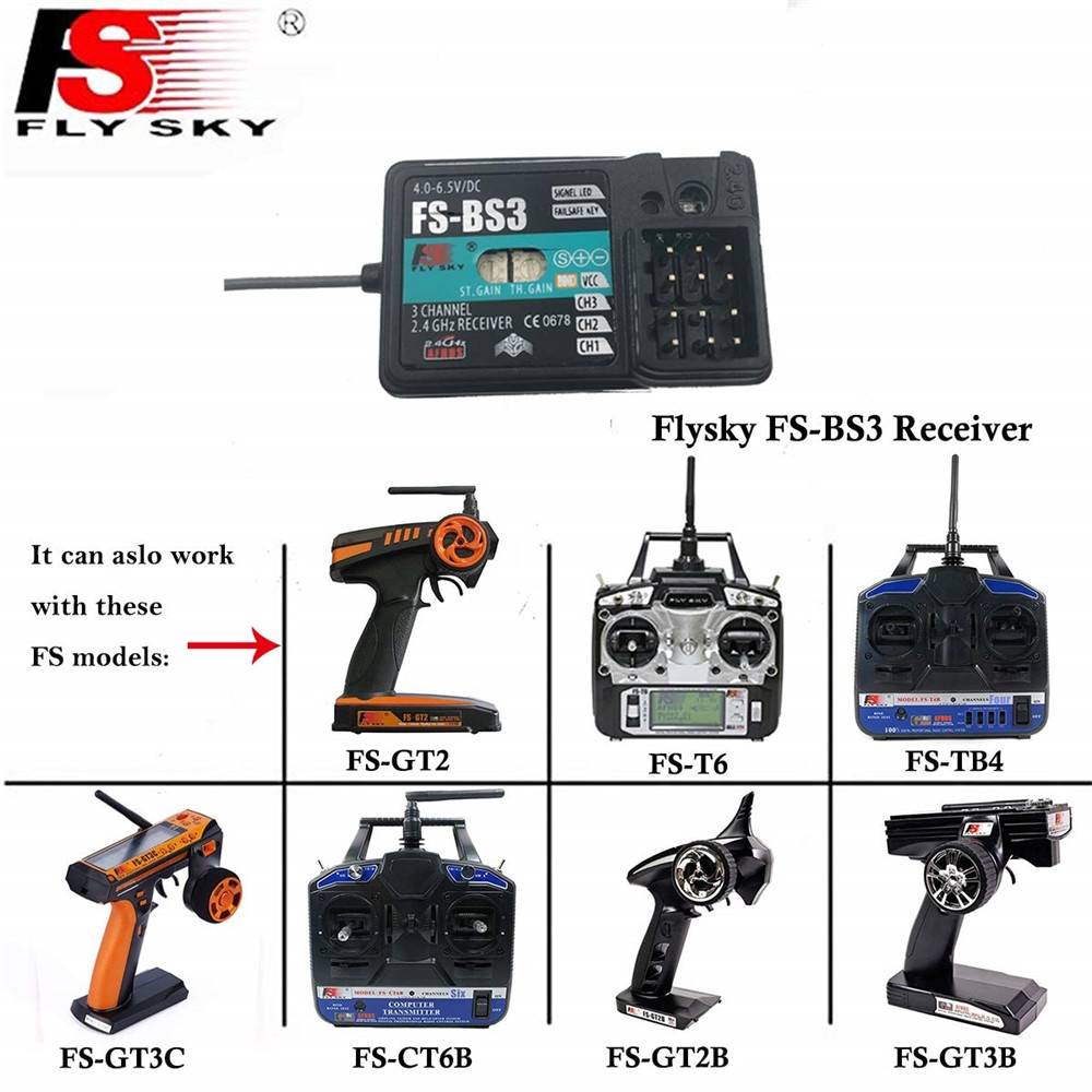 Flysky FS-BS3 Receiver with Stabilization System for FS-GT2 FS-GT2B FS-GT3B RC Transmitter