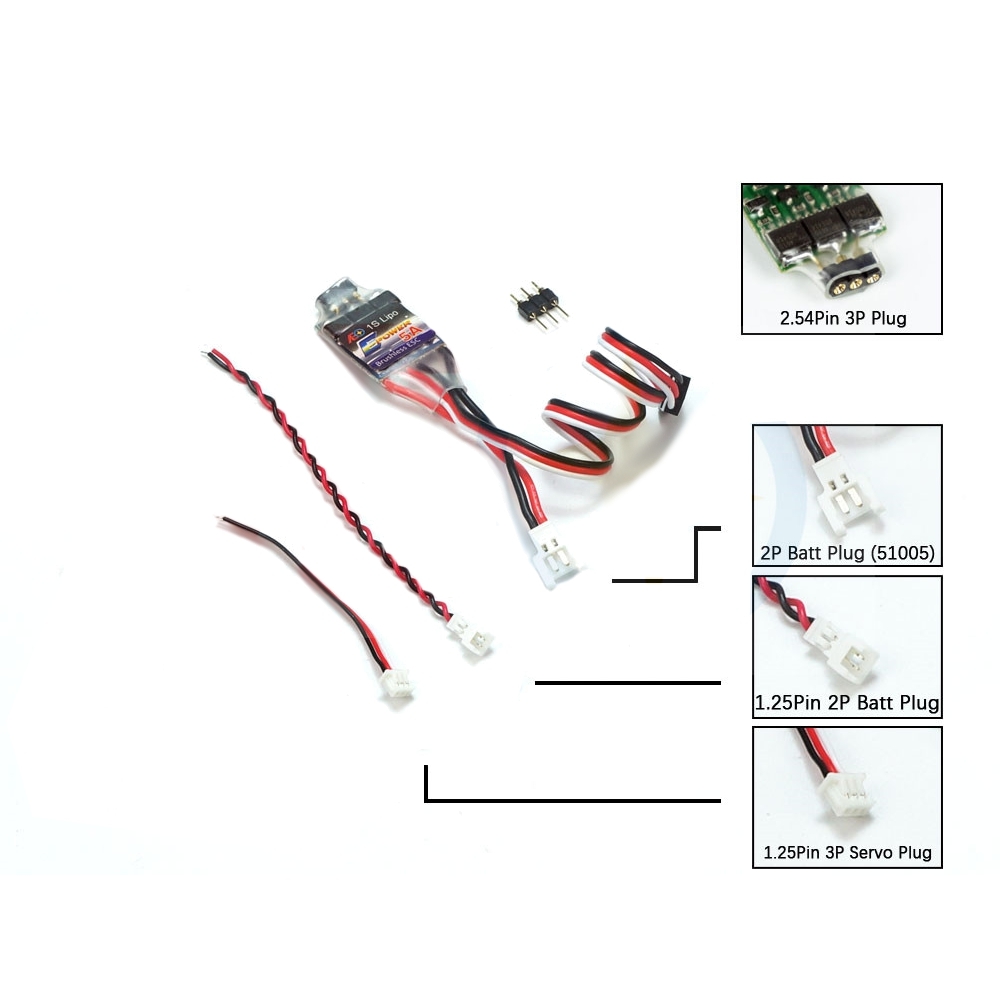 AEORC E-Power BE001 Motor Speed Controller 5A Brushless ESC 1S 2.54mm 3P Molex 2P 3P Cable for RC Airplane FPV Racing Drone