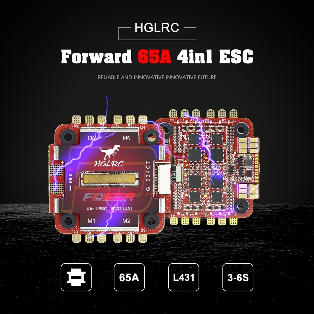 30.5x30.5mm HGLRC Forward 65A 3-6S L431 BL_32 4in1 DShot1200 ESC for RC Drone FPV Racing