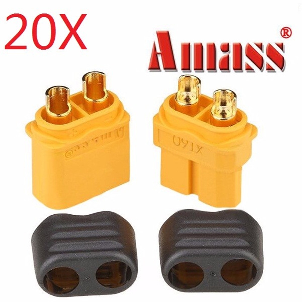20pcs Amass XT60+ Plug Male & Female Connectors With Sheath Housing