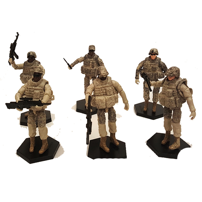 6PCS 1:18 4D Military Assembled Model Hand-held Movable Soldiers Diecast Model Toy