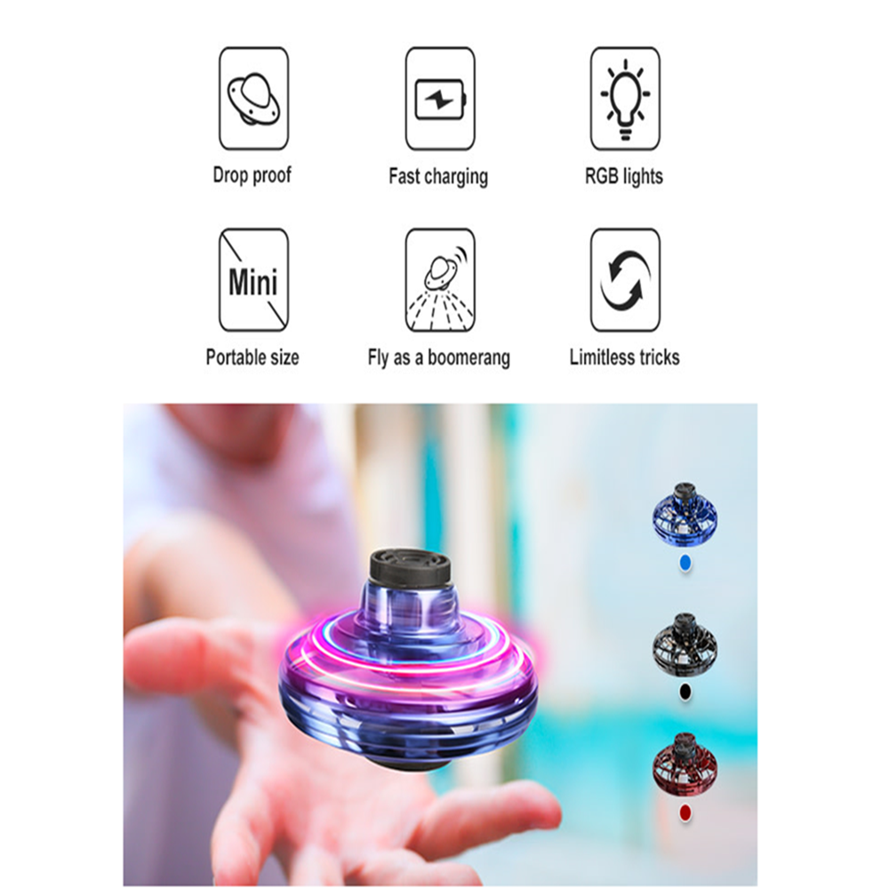 FlyNova UFO Helicopter Anti-collision Flying Globe Mini Drone LED Fingertip Gyro Interactive Boomerang Decompression Toys Kid's Gift