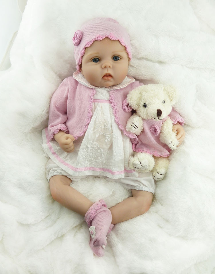 NPK 55CM Handmade Soft Silicone Lifelike Girl Doll Reborn Baby Doll for Children Birthday Xmas Gift