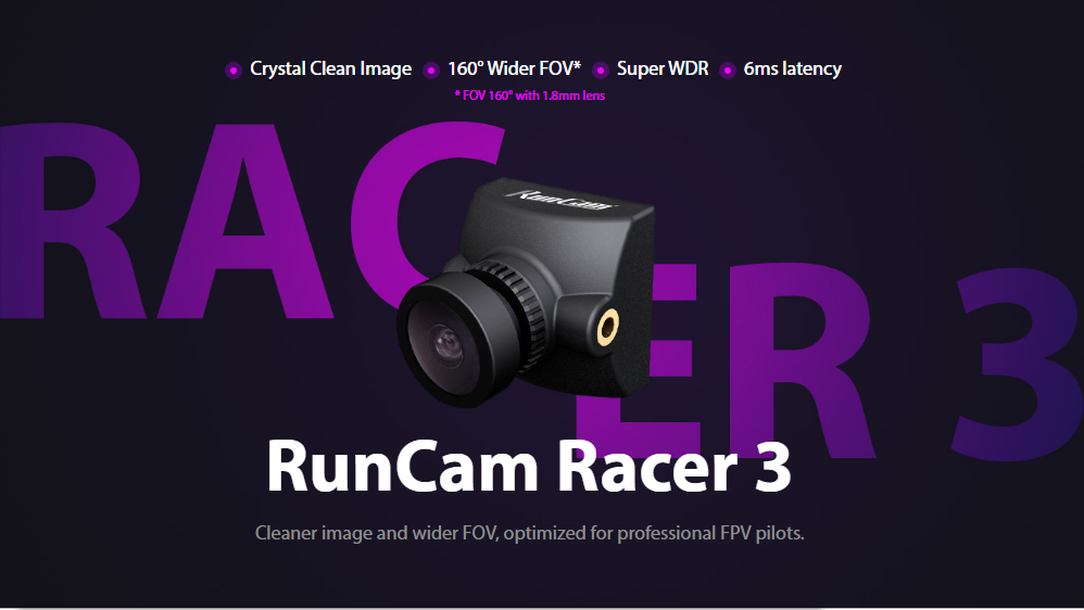 RunCam Racer 3 Mini FPV Camera CMOS 1000TVL Super WDR 6ms Latency 1.8mm/2.1mm for FPV Racing Drone RC Plane