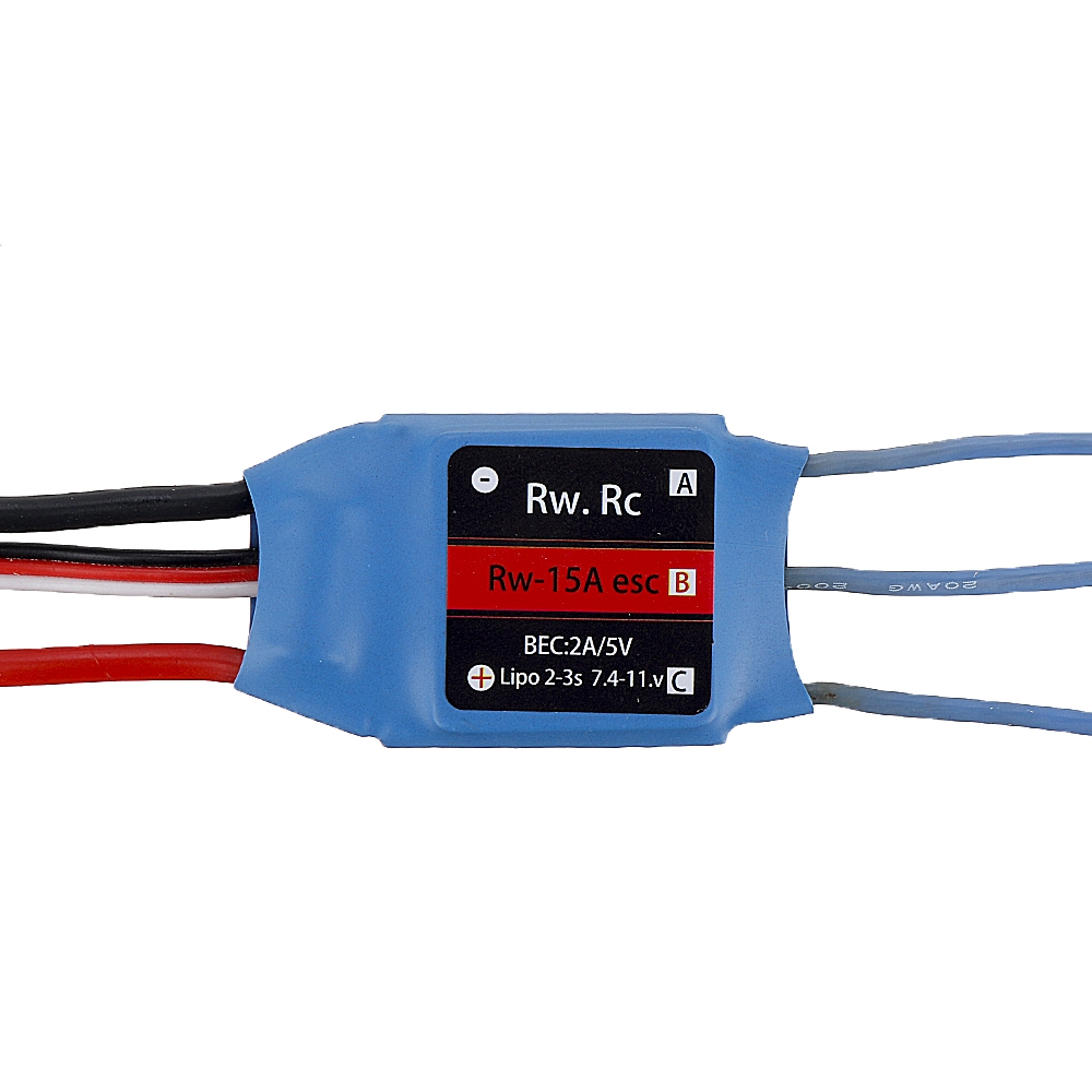 RW.RC 15A Brushless ESC 5V2A BEC 2S 3S for RC Models Fixed Wing Quadcopter Miltirotor