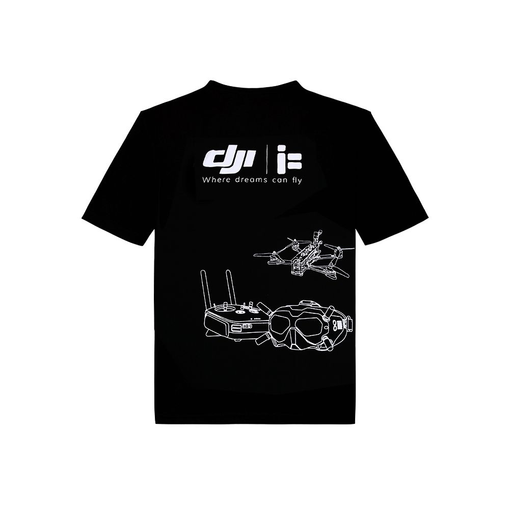iFlight DJI RC XL Cotton T-Shirts Black Summer Trendy Cotton Breathable Loose Casual
