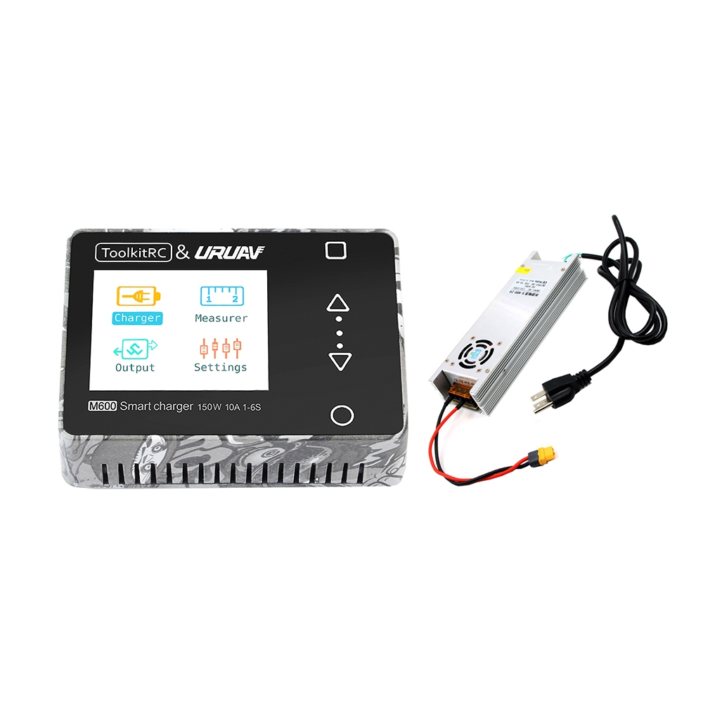 ToolkitRC & URUAV M600 150W 10A DC MINI Smart LCD 1-6S Lipo Battery Charger Discharger Skull with LANTIAN 24V 16.6A Power Supply