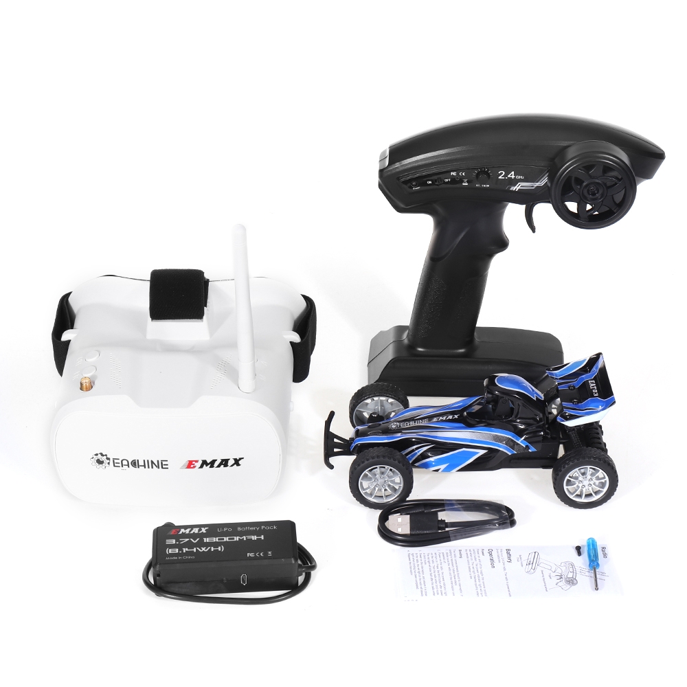 Eachine & EMAX EAT03 1/24 2.4G RWD Electric FPV RC Car With Goggles for Interceptor Full Proportional Control RTR Model 