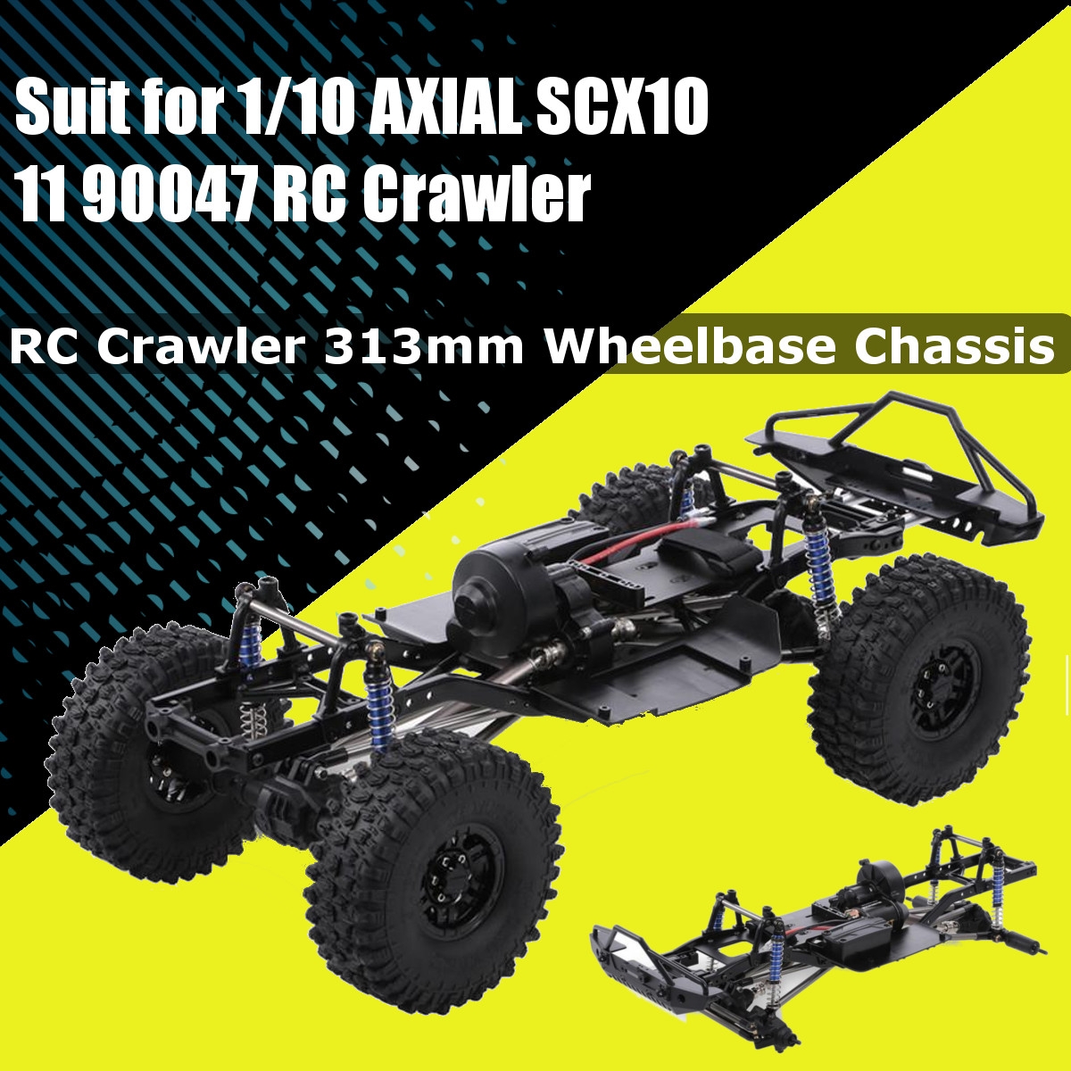313mm 12.3" Wheelbase Assembled Frame Chassis for 1/10 RC Crawler Car SCX10 SCX10 II 90046 90047