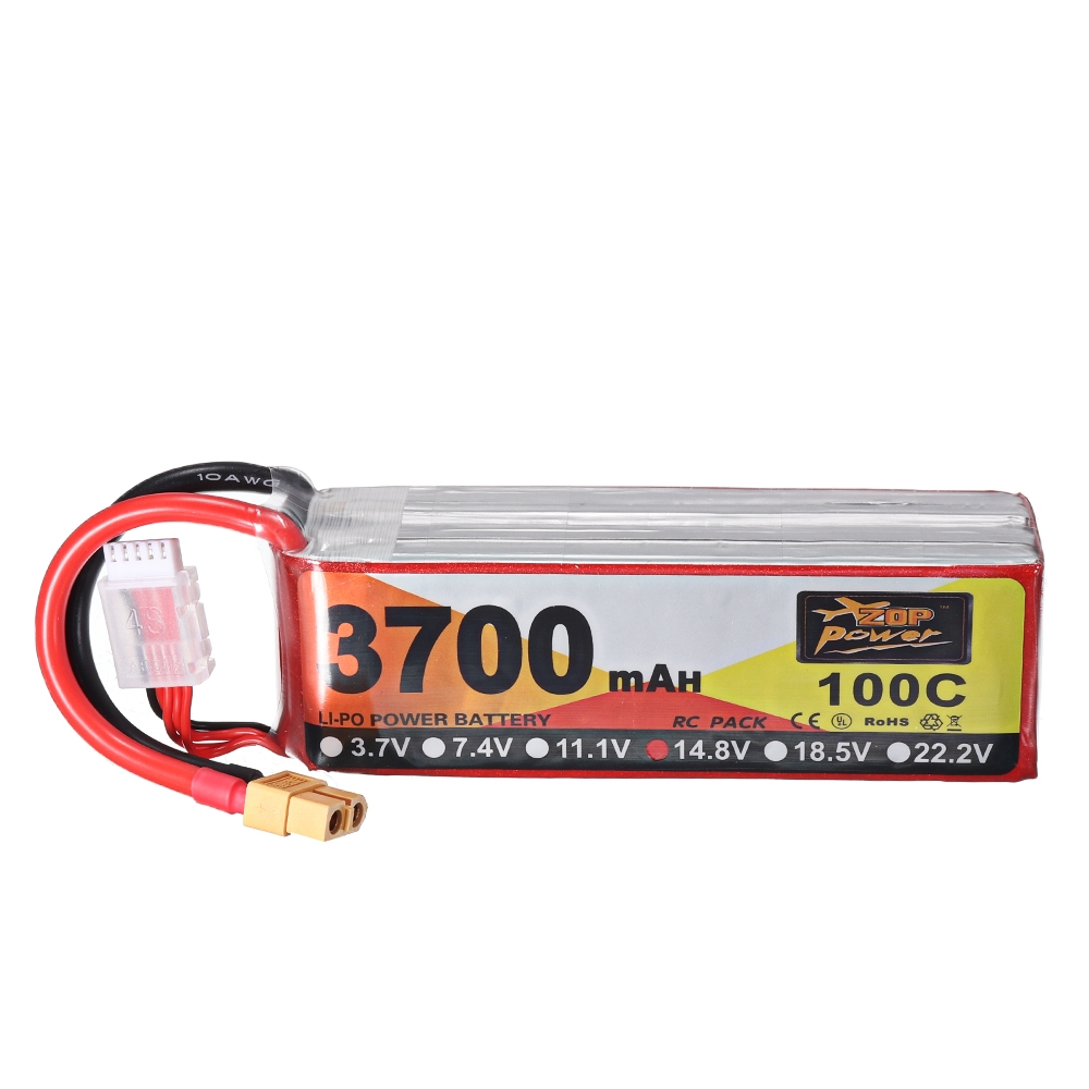 ZOP Power 14.8V 3700mAh 100C 4S Lipo Battery XT60 Plug for for FPV RC Drone
