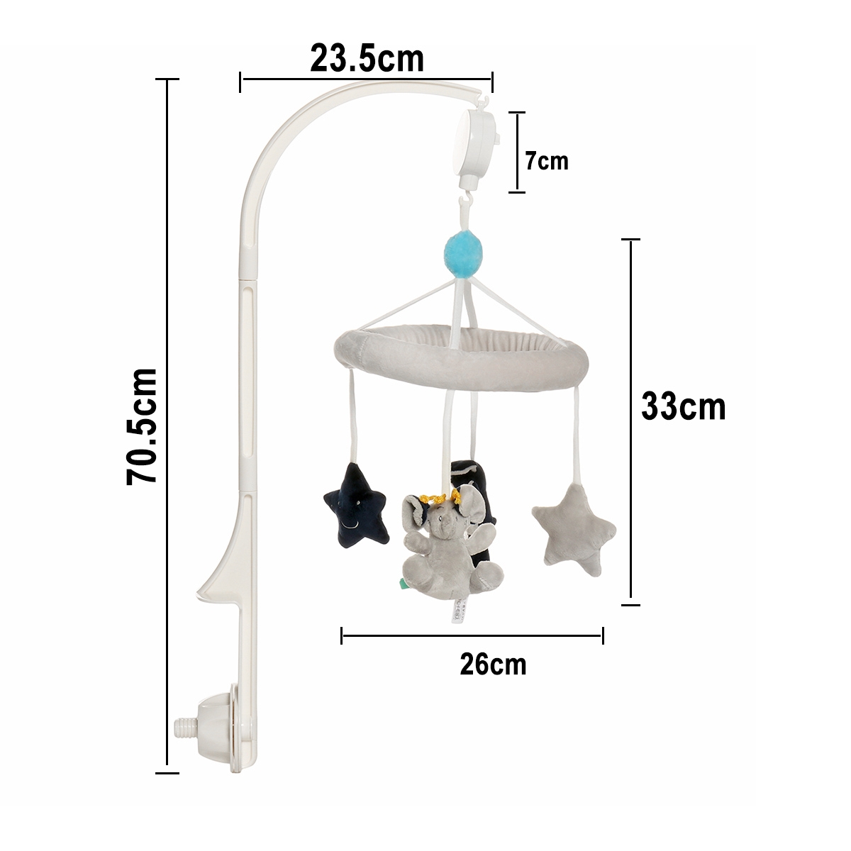 Baby Crib Mobile Bed Bell Holder Toy Arm Bracket Wind-up Music Box Hanging