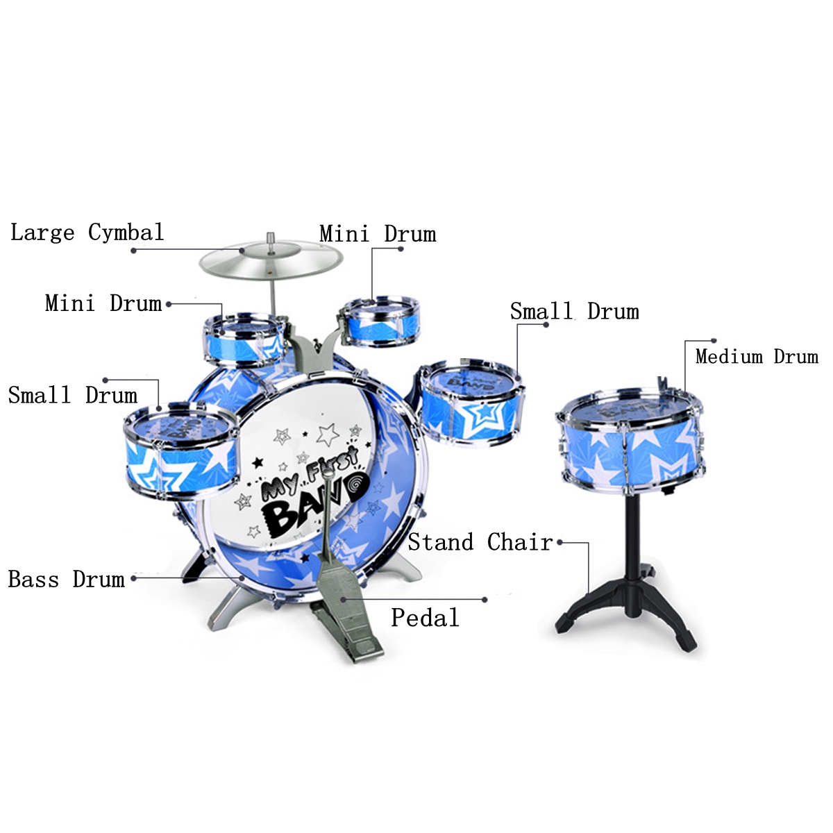 16x Kids Junior Drum Kit Music Set Children Mini Big Band Jazz Musical Play Toy