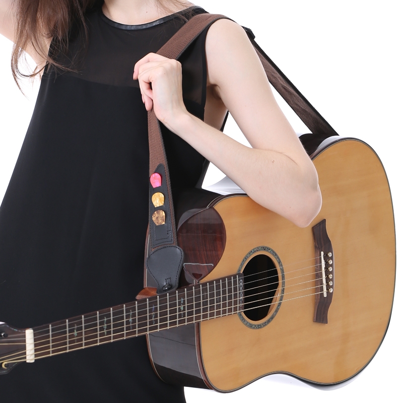 Debbie Electric Acoustic Bass Guitar Strap Adjustable Nylon Strap 3 Picks Pick Holder