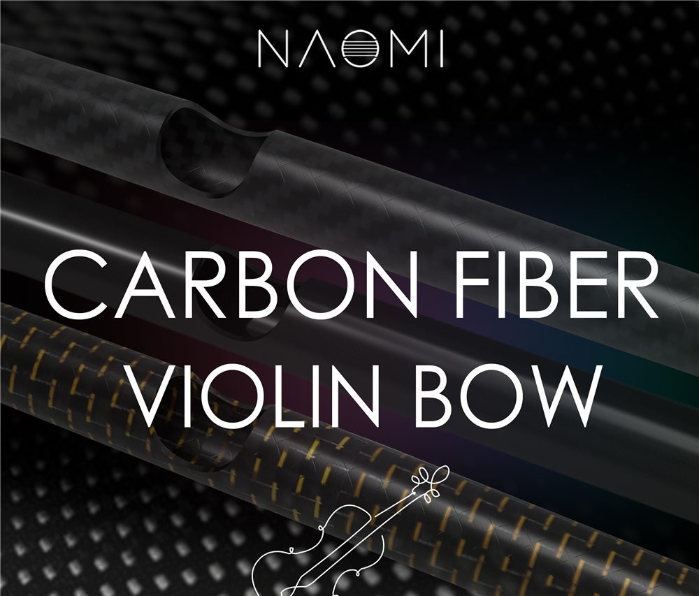 NAOMI 4/4 Size Violin/ Fiddle Bow Carbon Fiber Bow Round Stick AAA Grade Black Horsehair Ebony Frog Paris Eye Inlay Beginner Use