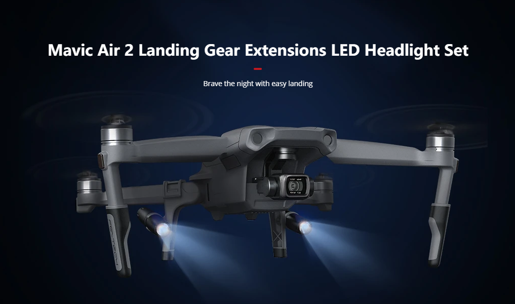 PGYTECH Mavic Air 2 Landing Gear Extensions LED Headlamp Set for Mavic Air 2 RC Drone