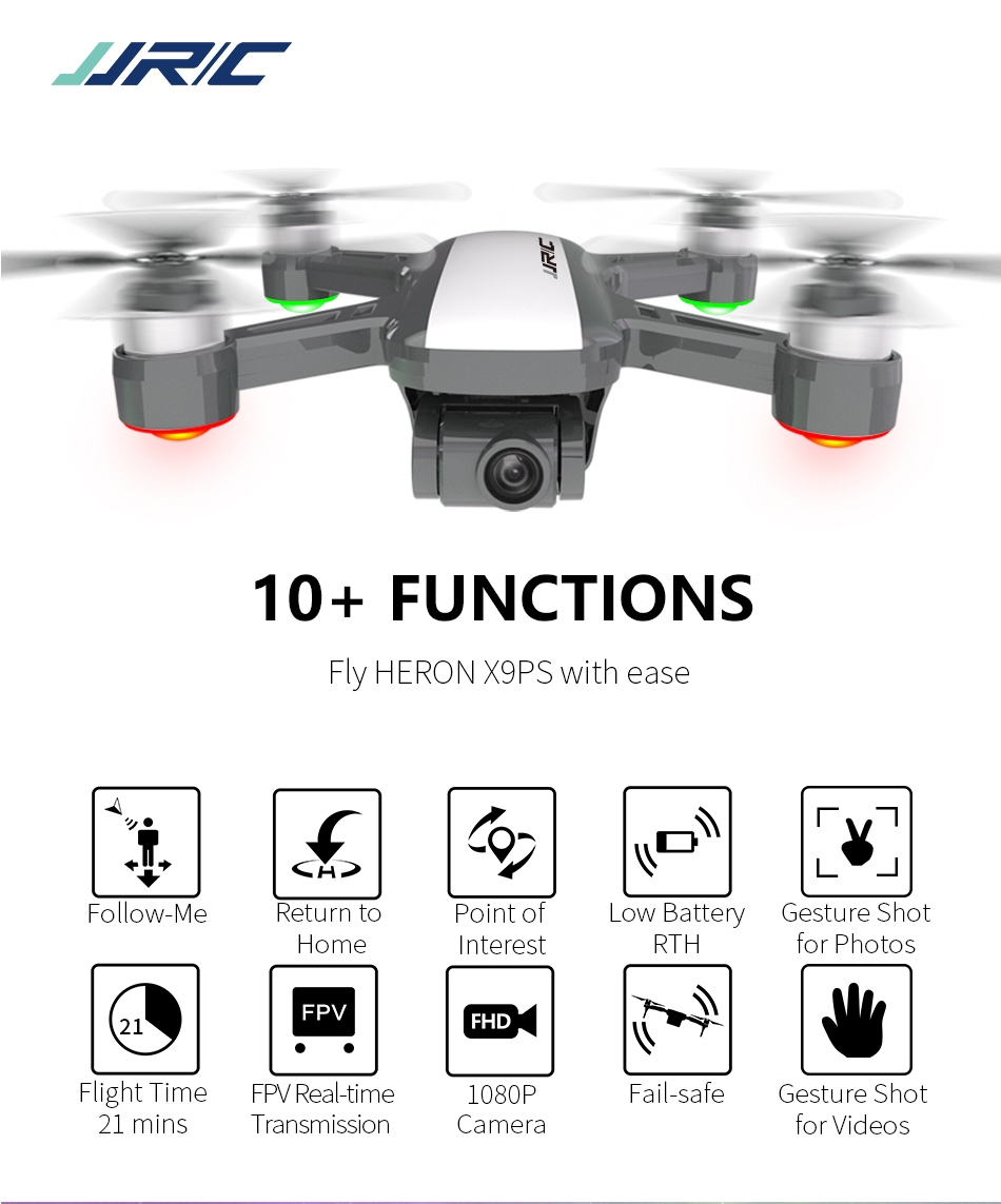 JJRC X9PS Upgraded Heron GPS 5G WiFi FPV With 4K HD Camera Optical Flow Positioning 249g RC Drone Quadcopter RTF
