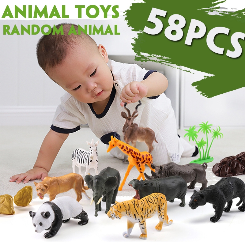 58 Pcs Multi-style Animal Plastic Action Figures Set Decoration Toy with Box for Kids Gift