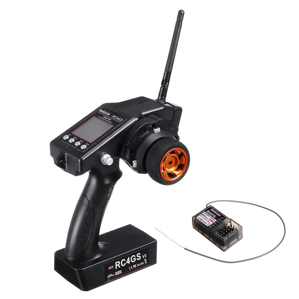 Radiolink RC4GS V2 2.4G 4CH Transmitter with R6FG Gyro Inside Receiver for RC Vehicles Car Boat Model
