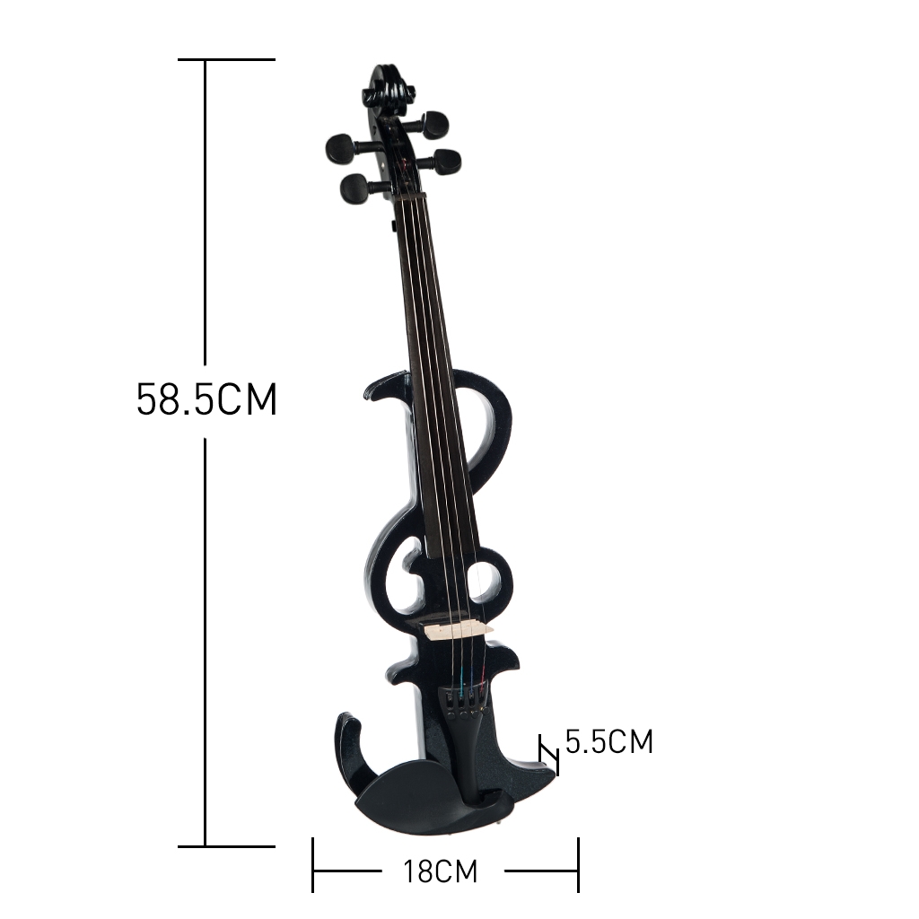 NAOMI Electric Violin 4/4 Electric Silent Violin Full Size Violin Ebony Fretboard +Case-Black