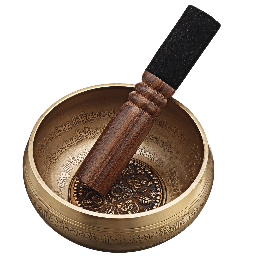 Tibetan Singing Bowl with Healing Mantra Engravings — Meditation Sound Bowl Handcrafted in Nepal