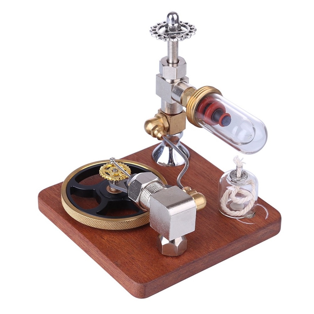 Stirling Engine Model Free Piston Adjustable Speed External Combustion Engine with Horizontal Flywheel Physics Science Toy