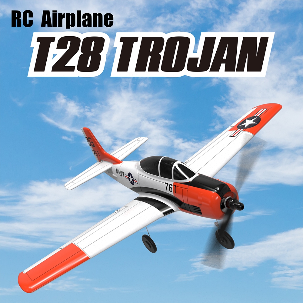 Limited Promo Eachine Mini T-28 Trojan EPP 400mm Wingspan 2.4G 6-Axis Gyro RC Airplane Trainer Fixed Wing RTF One Key Return for Beginner With Two Batterries
