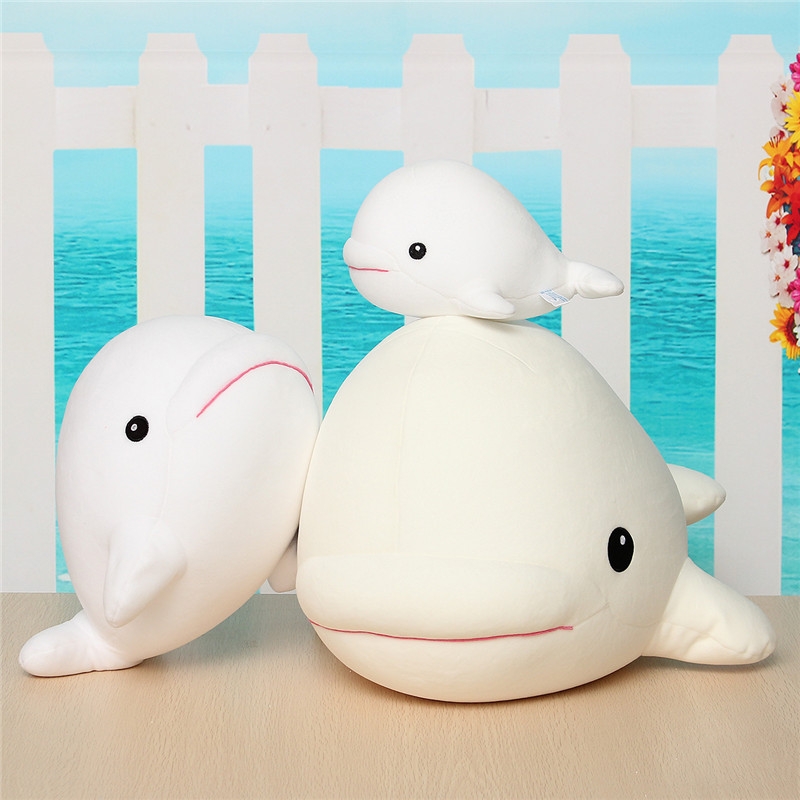 1PCS Cute Beluga White Whale Soft Animal Doll Ornament Stuffed Plush Toy Decor