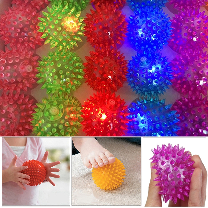 5PCS 6cm Stress Reliever Ball Flashing Light Spiky Massage Ball Stress Eases Tension Therapy