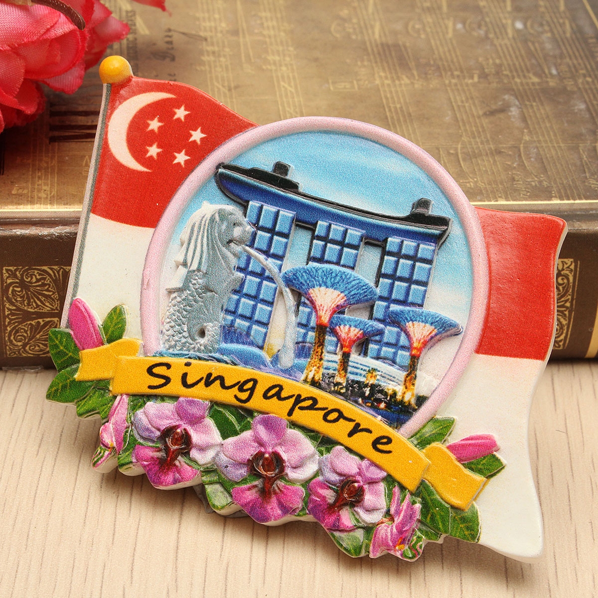 Tourist Souvenir Favorite Travel Resin 3D Fridge Magnet Colorful-Singapore