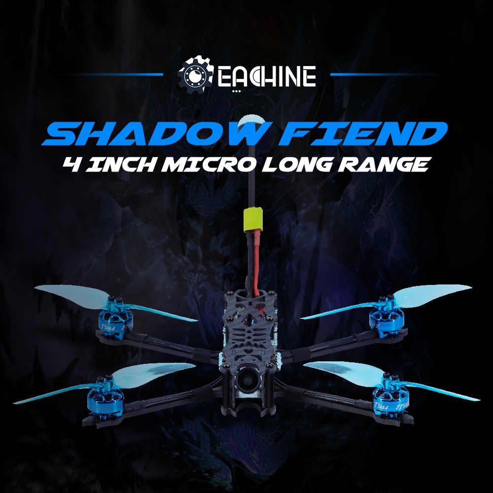 143g Eachine SHADOW FIEND LR 4S 180mm 4" Stretch X Micro Long Range RC Drone BNF-DJI with VISTA KIT/Nebula Nano F405 20A 4IN1 ESC 1404 2750KV Motor