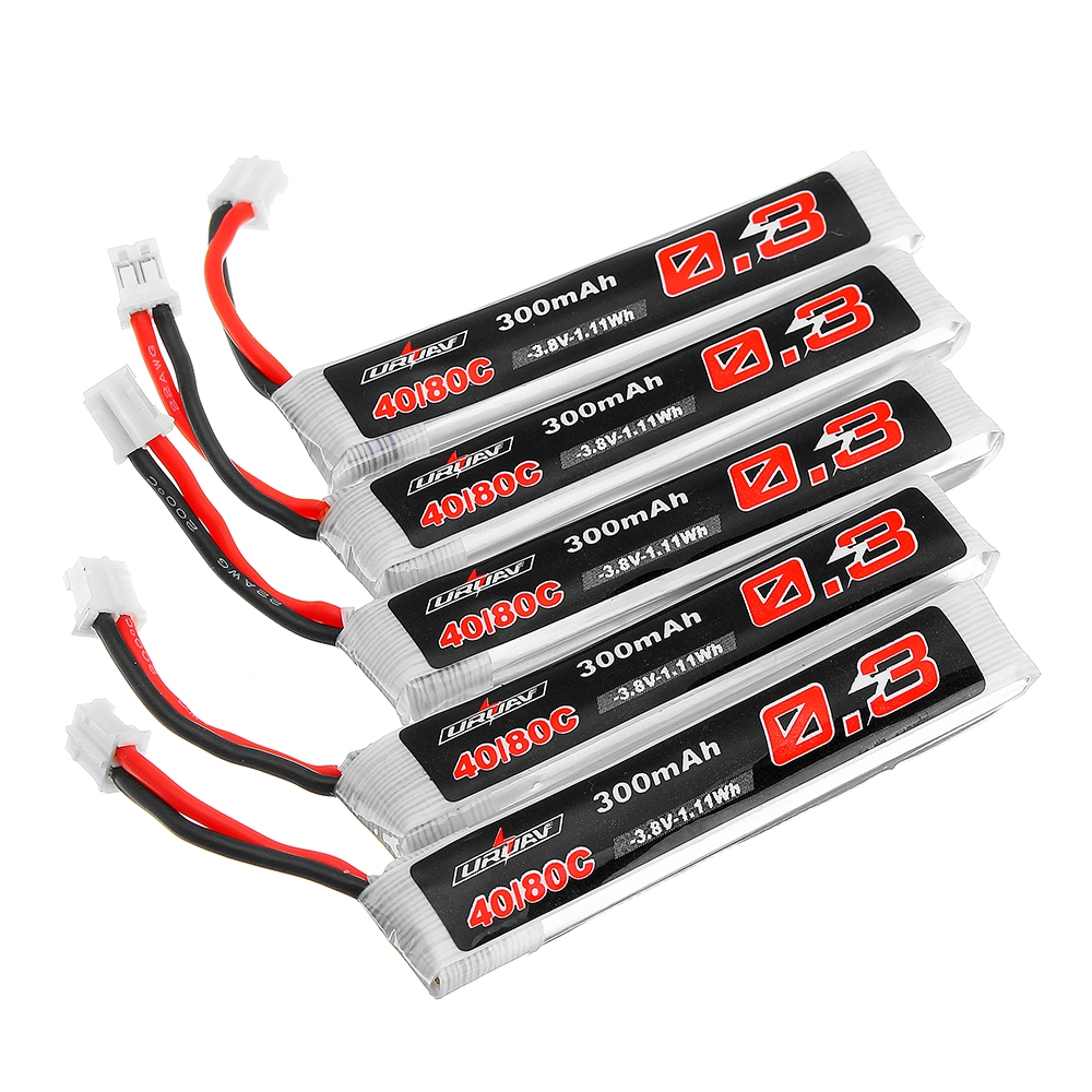 5Pcs URUAV 3.8V 300mAh 40/80C 1S HV 4.35V PH2.0 Lipo Battery for Happymodel Mobula6 Eachine TRASHCAN Snapper6 7 Mobula7