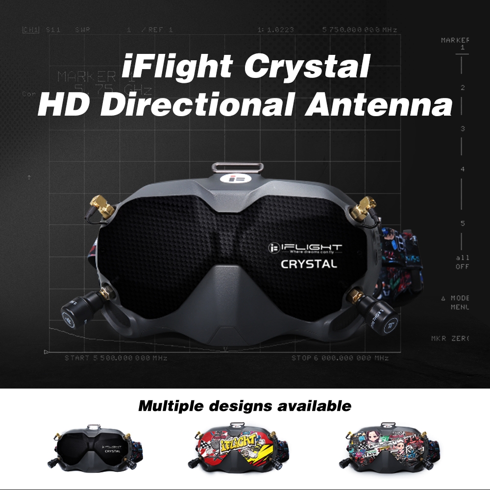 IFlight Crystal HD Patch 5.8GHz 9dBi Directional Circular Polarized High Gain Flat Panel FPV Antenna LHCP RP-SMA With Casing Mushroom Antenna Combo for DJI FPV Goggles