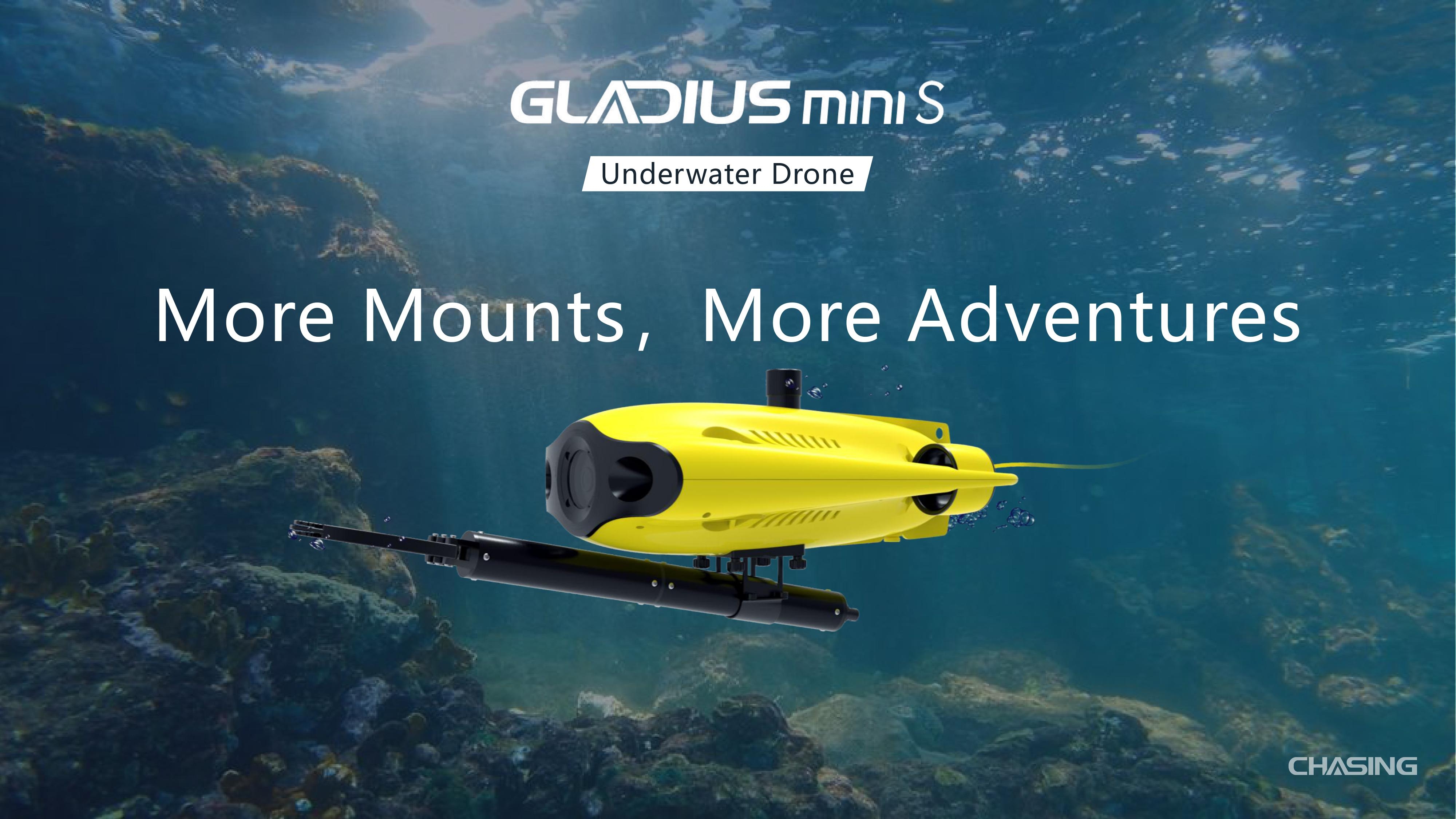 Chasing Gladius Mini S Underwater Drone with 4K UHD EIS F1.8 Aperture Camera 100m Depth Rating 4h Runtime ROV for Photography Scientific Exploration and Safety Inspection