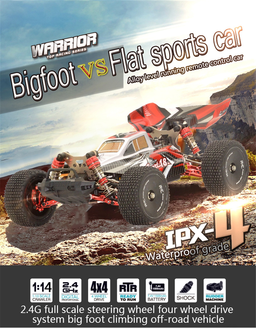XLF F18 RTR 1/14 2.4G 4WD 60km/h Brushless RC Car Full Proportional Upgraded Metal Vehicles Models