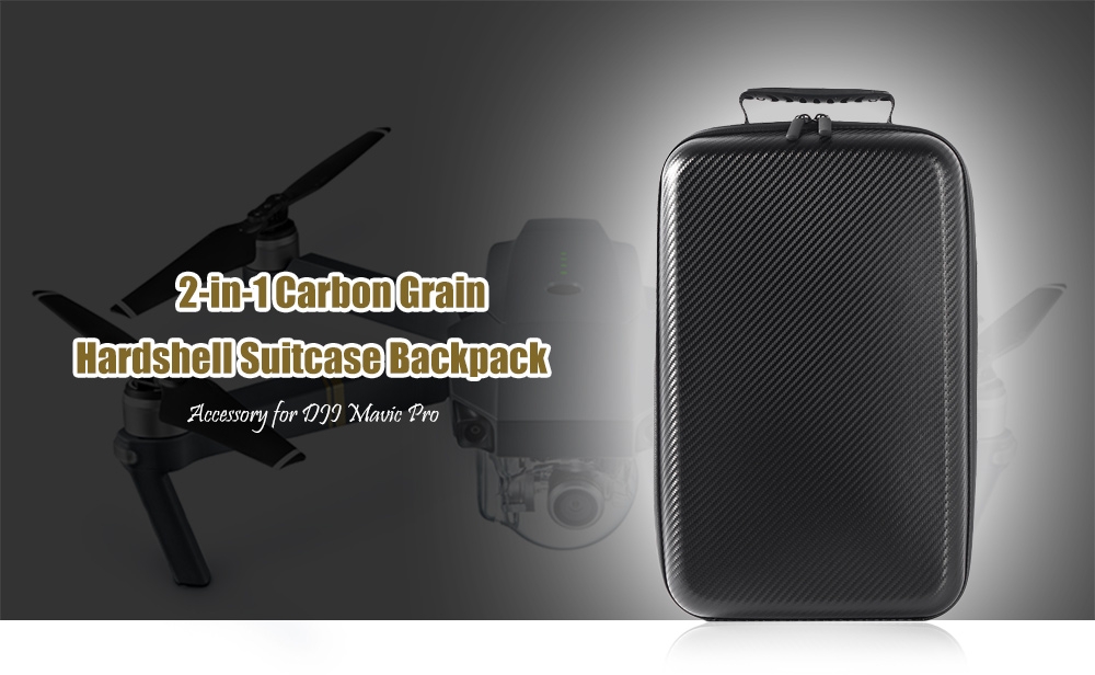 2-in-1 Carbon Grain Hardshell Suitcase Backpack