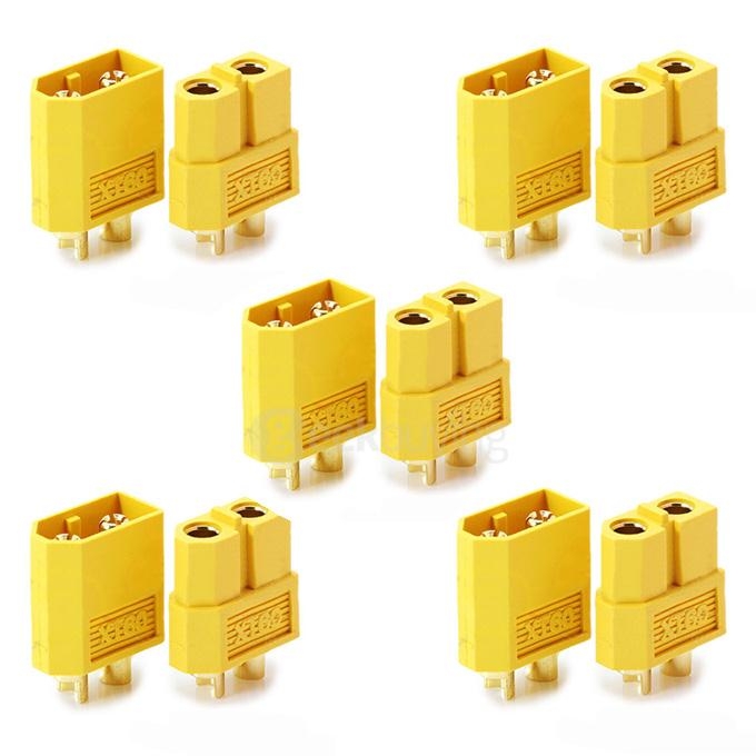 Amass XT60 Male Female Bullet Connector Plugs For RC LiPo Battery - Yellow