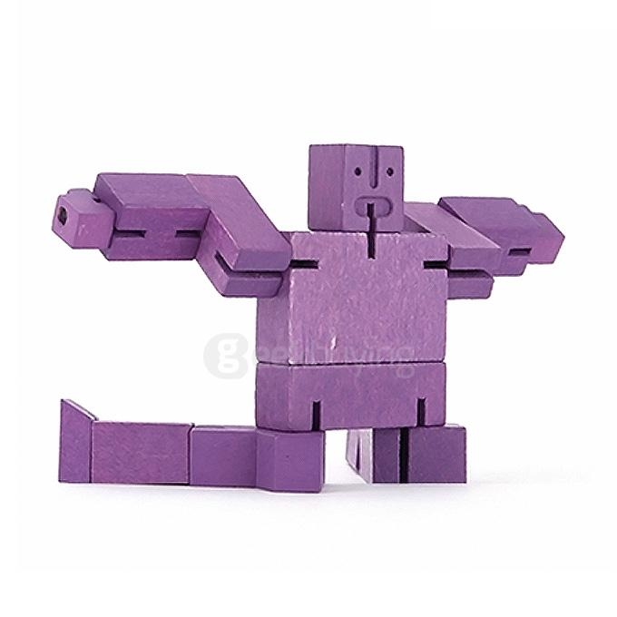 Worshipper Robot Wood Cube Puzzle Magic Cube Wooden Folding Educational Toy - Purple