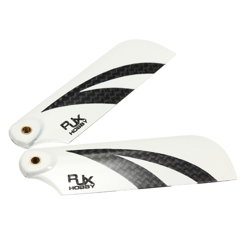 A Pair RJX Black White 70mm Tail Carbon Fiber Blades B Version for 500  470 480 Helicopter