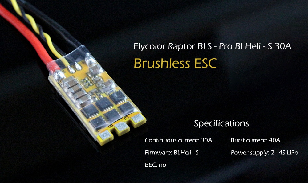 Flycolor Raptor BLS Pro BLHeli_S 30A 2-4S DSHOT Brushless ESC for RC multicopter FPV Racing