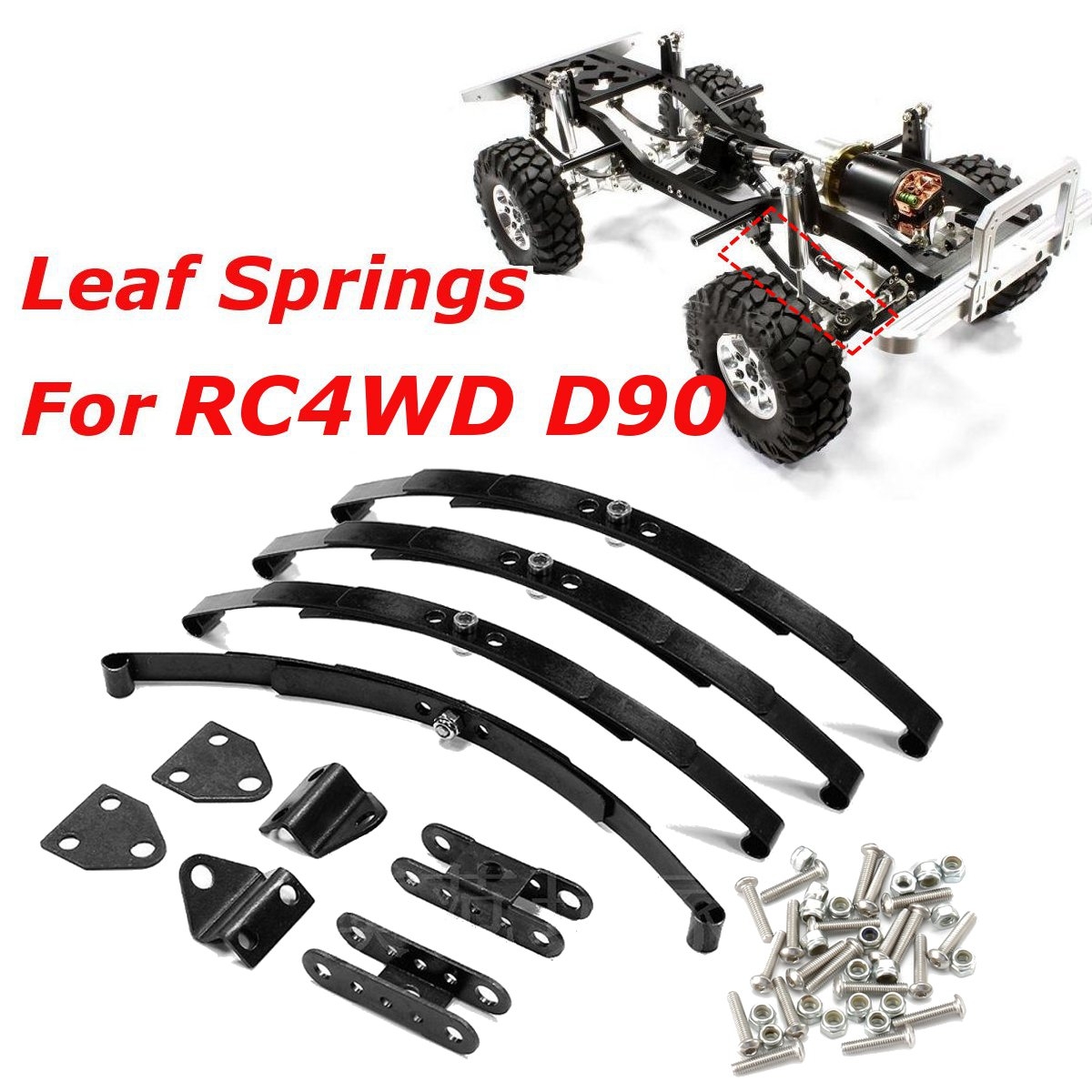 4pcs 1/10 Leaf Springs Set HighLift Chassis For 1/10 D90 RC Crawler Car Parts Black