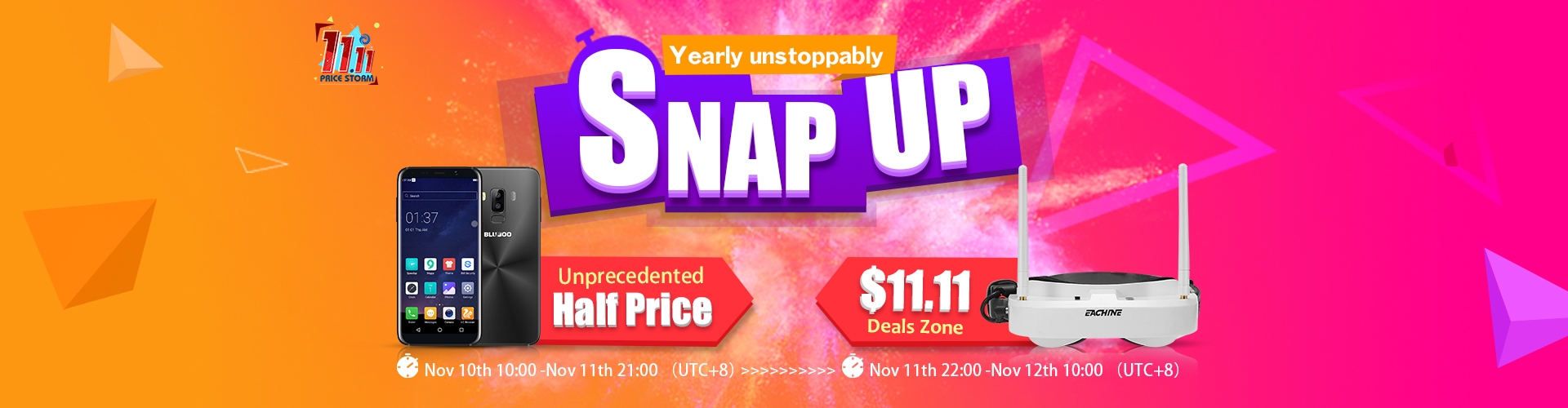 SnapUp 11.11 at BangGood - discount coupon singleRC10%