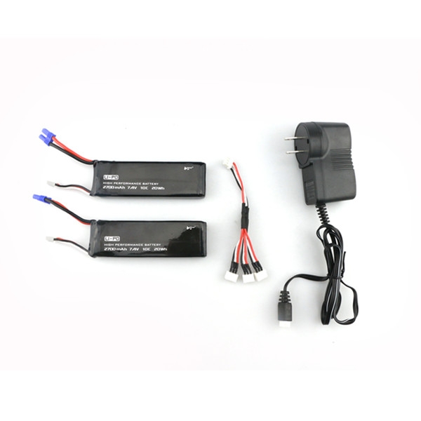 2 x 7.4V 10C 2700mAh Battery & 1 To 3 Charging Cable Set for Hubsan H501S X4 RC Quadcopter