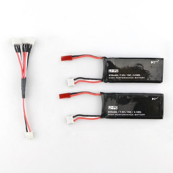Hubsan H502S H502E RC Quadcopter Spare Parts 2 x 7.4V 15C 610mAh Battery& Charging Cable Set