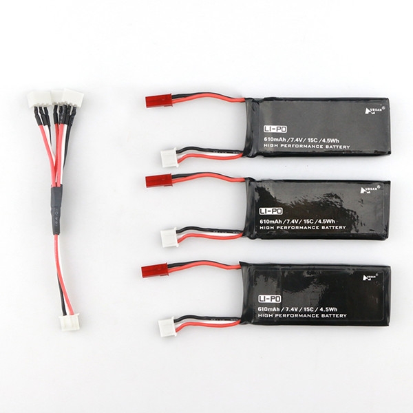 Hubsan H502S H502E RC Quadcopter Spare Parts 3 x 7.4V 15C 610mAh Battery & Charging Cable Set