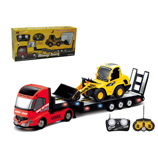 QINGYI MINI RC Toy 1:32 6CH RC Trailer With 1:20 6CH RC Dump Truck  